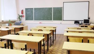 Empty school classroom that can attract cockroaches and wasps over the summer break.